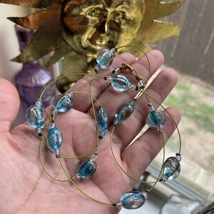 Vintage translucent light blue glass bead necklace